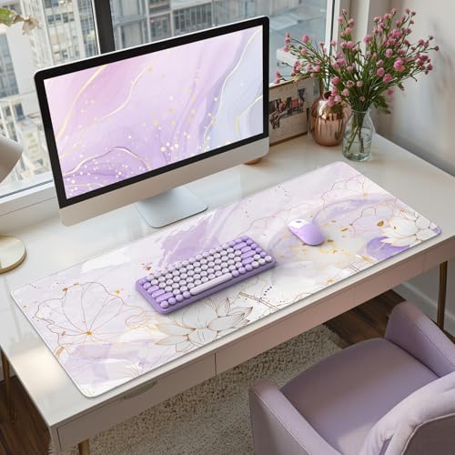 iCasso Desk Cover Mat, Extra Large Lotus Mouse Pad, Purple Lotus Leaf - color: Purple Lotus Leaf