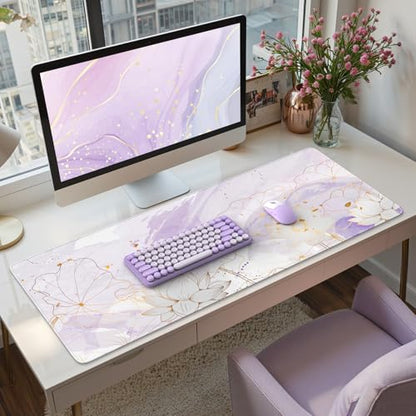 iCasso Desk Cover Mat, Extra Large Lotus Mouse Pad, Purple Lotus Leaf - color: Purple Lotus Leaf
