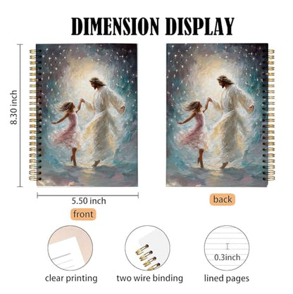 bitCNY Jesus and Girl Notebook – Christian Spiritual Art Journal for Women and Teens, 8.3x5.5 Inches Religious Faith Notebook 402 - color: white-Jesus and Girl