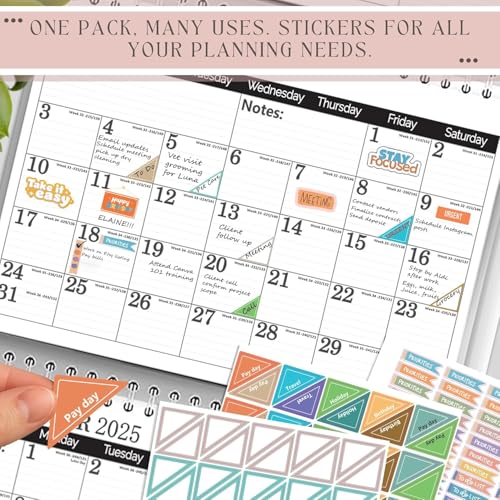 STRIVE ZEN Calendar Planner Stickers - Productivity for Business Professionals - 10 Sheets / 610 Stickers - Meetings, Deadlines, Reminders, Notes, Time Management, Motivational, Check-Lists, Write ON