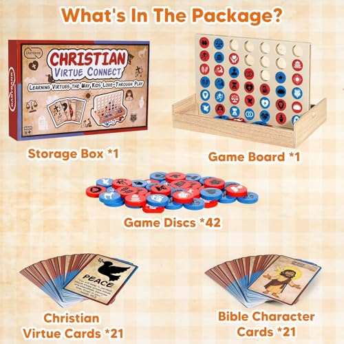 Garybank Bible Virtue 4 in A Row Game for Kids, Learn Bible Stories