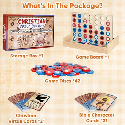 Garybank Bible Virtue 4 in A Row Game for Kids, Learn Bible Stories