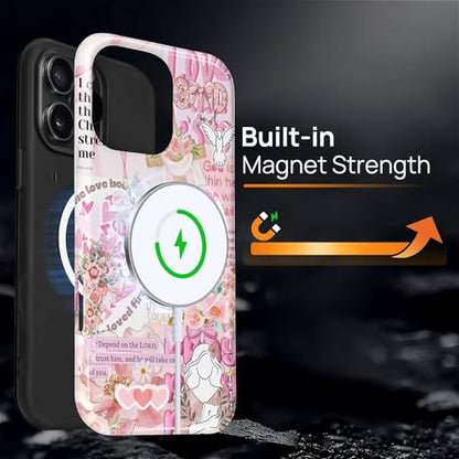 Magnetic Case for iPhone 16 Pro, Compatible with Magsafe PC Hard Shell & Silicone Inner Bumper Anti-Scratch Full-Body Cover Shockproof Slim Design Retro Newspaper Collage Religious Jesus - color: Retro Newspaper Collage Religious Jesus, size: iPhone 16 Pr