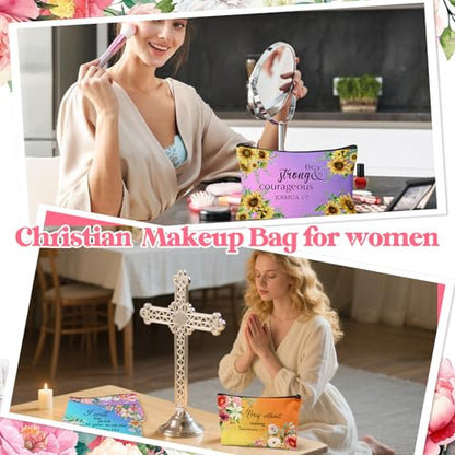 30Pcs Christian Makeup Bag Christian Gifts for Women Bible Verse Flower Cosmetic Bags Inspirational Gifts Travel Toiletry Motivational Makeup Pouch for Women Mother’s Day Church Favors - style: Colorful Bible
