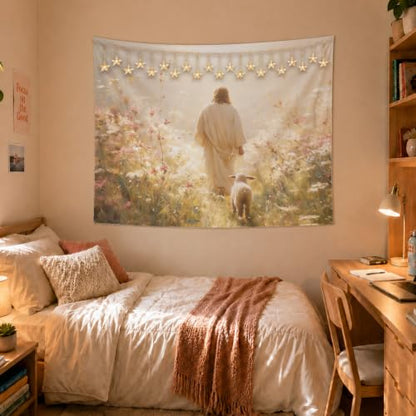 MOLYUB Christian Jesus and Lamb Tapestry for Church Room Bedroom 50x60 - color: Jesus in Light
