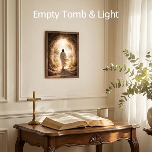 YYDESN He Is Risen Easter Wall Art Decor, Christian Resurrection Artwork, Empty Tomb Jesus Print, Religious Home Decoration, Faith Gift unframed (11x14) - size: 11x14