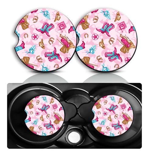 2 Pack Cowgirls Car Cup Holder Coasters Neoprene Rubber Mat 2.75" - color: Cowgirls