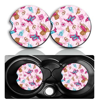 2 Pack Cowgirls Car Cup Holder Coasters Neoprene Rubber Mat 2.75" - color: Cowgirls