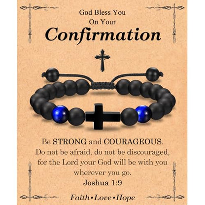 EFVISD Cross Bracelet for Boys Kids Mens Son Grandson Nephew Brother - color: Confirmation