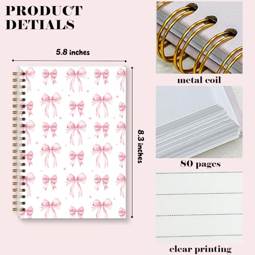 Pink Bow Notebook for Teen Girls Women, Cute Preppy Journal for School Supplies, Coquette Spiral Notebook for Christain Gifts 5.8×8.3 - A19 - style: Christian 19