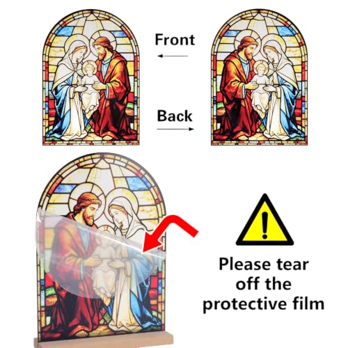KOMI Holy Family Stand Statue Acrylic Catholic Icons Ornament Home Altar Decor Christian Gifts