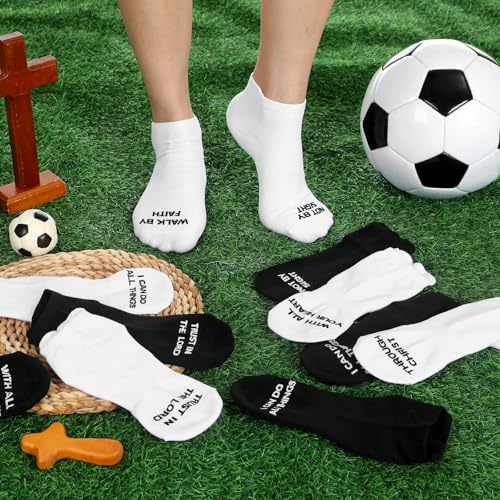 Janmercy 6 Pairs Christian Ankle Socks Fit Us Size 6-13 - color: Black and White