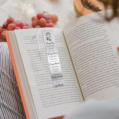 Virgin Mary Metal Bookmark, Catholic Book Mark with Cross Charm - style: Virgin Mary