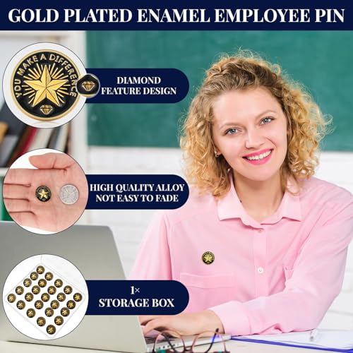 Ceenna 50 Pcs Employee of the Month Star Lapel Pins, Make A Difference - style: Make a Difference