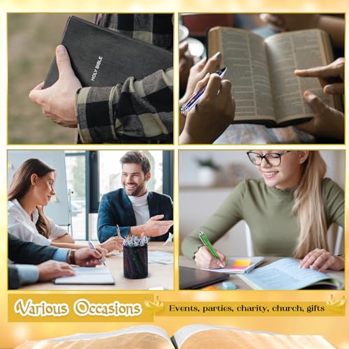 Sayglossy 36 Pcs Christian Bible Verse Pens Christian Scripture Gift Bulk Religious Pens, Smooth Writing Black Ink Retractable, Easter Party Favors for Women Men Coworker Office Church School Supply - style: Bible