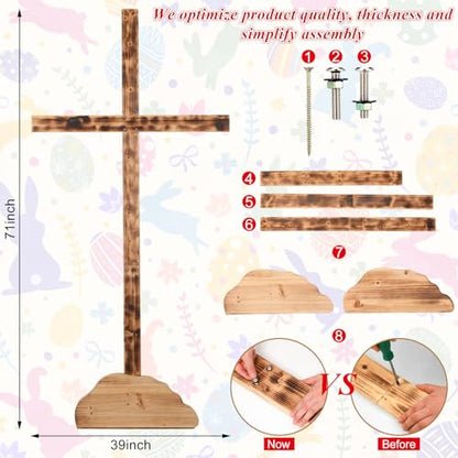Lineshading Extra Large Christmas Wood Cross Standing Cross, 71 Inch - size: 70.9"L x 34.7"W
