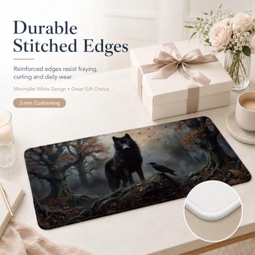 Moody Forest Wolf Raven Gothic Large Mouse Pad 31.5x15.7 Inch,M002 - color: 22Child, size: 31.5L x 15.8W inches