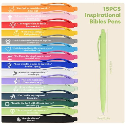 15 Pcs Bible Pens Christian Pen, Bible Verse Pens with ST Nip - color: Grey