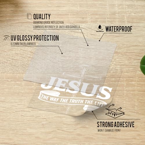 Premium Jesus The Way The Truth The Life Car Decal – Christian Cross Sticker, Faith Vinyl Decal for Car, Truck, Laptop, Christian Gift (Size 9x9 inches) - size: Size 9x9 inches