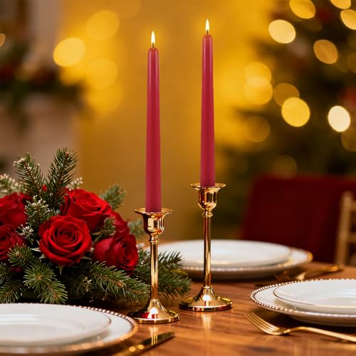 12 Pack Red Taper Candles, 10 inch Unscented Dripless Dinner Candles - color: Red, size: 12Pack