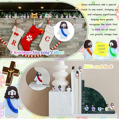 300 Pack Little Jesus Figures Easter Mini Rubber Toys to Hide and Seek, Pocket Jesus Love You Miniatures Religious Party Favors Baptism Gifts Sunday School Easter Egg Stuffers - color: 10-color *300