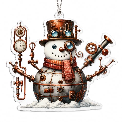 Steampunk Snowman Christmas Ornament 2026 for Christmas Tree Decorations, Unique Snowman Holiday Decor, for Steampunk Lovers - color: Steampunk Snowman