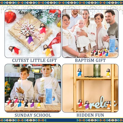 Barydat 100 Sets Mini Jesus Figurines Bulk Easter Gift Little Jesus Figures Tiny Toys Christ Savior Doll with Cards Bags for Religious Party Favors Sunday School Baptism Gift(Bohemian Style) - style: Bohemian Style