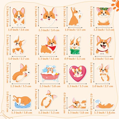 BeYumi Cute Corgi Roll Stickers - 1000Pcs Corgi Stickers in 2 Rolls Waterproof Vinyl Cute Fancy Pets Dogs Animal Decals for Cars Phone Laptop Bottle Notebook Luggage Computer Envelope Decor for Kids - style: Corgi