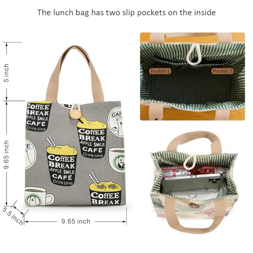 SNDEC Canvas Small Bible Bag for Girls and Women, Cute Mini Preppy Aesthetic Tote, Reusable Grocery Bag for Essentials - color: Khaki Coffee