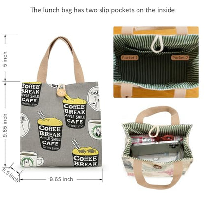 SNDEC Canvas Small Bible Bag for Girls and Women, Cute Mini Preppy Aesthetic Tote, Reusable Grocery Bag for Essentials - color: Khaki Coffee