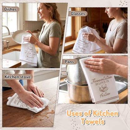 5 Pack Funny Sourdough Tea Bread Kitchen Dish Towels, Absorbent Hand Towels - color: Brown Baking