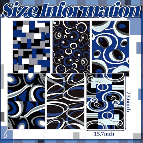 Boyiee 6 Pcs Modern Geometric Kitchen Towels - color: Black and Blue