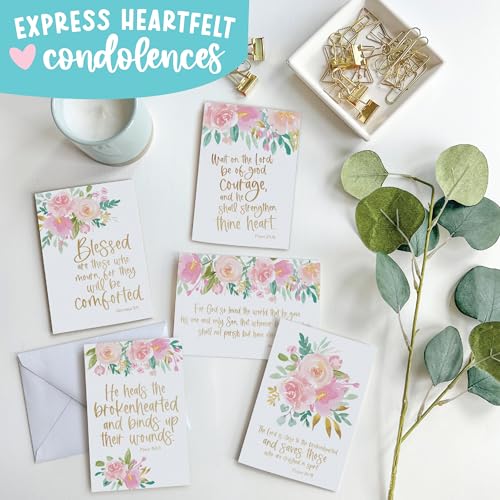 54 Religious Sympathy Cards with Envelopes Christian Sympathy Cards Bulk - style: Floral Pink Blush 54 pcs