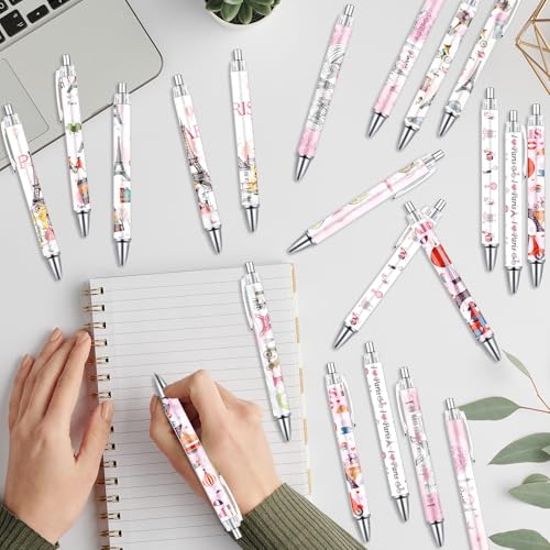 Wxiben Paris Ballpoint Pens Set - 24PCS City Travel Souvenirs Gifts French Paris Pen Eiffel Tower Smooth Writing Ballpoint Bulk for Women Girls Teacher Traveler Office School Supplies Party Gift - color: Paris