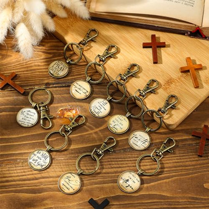 Fumete Bible Verse Religious Christian Keychain Bulk - color: Bronze