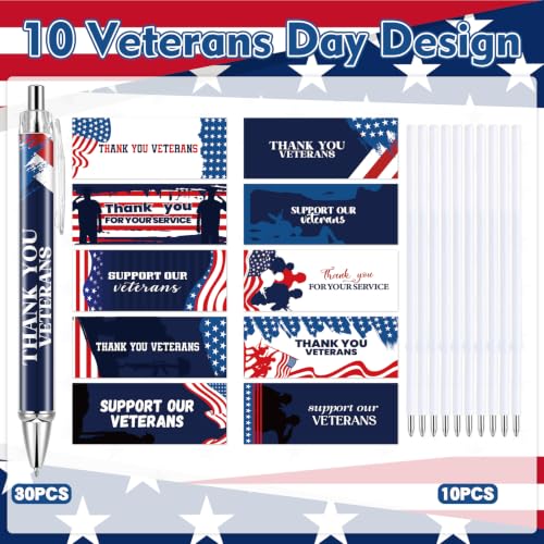 30 Pcs Veteran Day Ballpoint Pens Patriotic Pens Veterans Gifts Bulk - style: Veteran