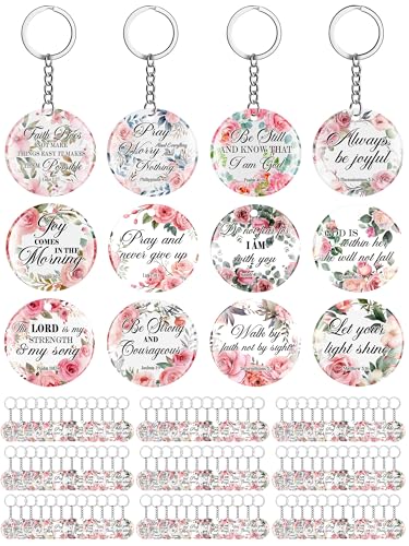 Janmercy 120 Pcs Acrylic Christian Keychain Bulk for Women - style: Pink