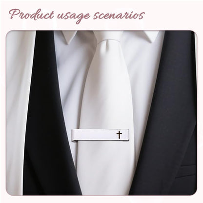 Novelty Religious Cross Tie Clip - Christian Birthday Christmas Gifts for Son Grandson Graduation Valentines Gift Ideas - style: god will be with you