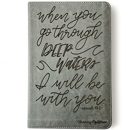 JOY CREATIVE Hand Lettered and Laser Engraved ESV Bible, Student Study Bible with Gray Cover, Personalized Gift, Custom Name Engraving Available