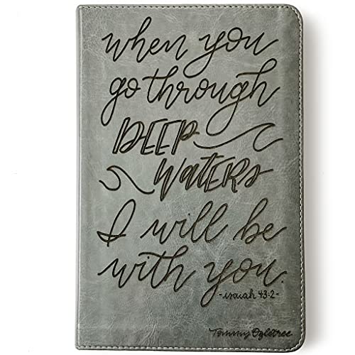 JOY CREATIVE Hand Lettered and Laser Engraved ESV Bible, Student Study Bible with Gray Cover, Personalized Gift, Custom Name Engraving Available
