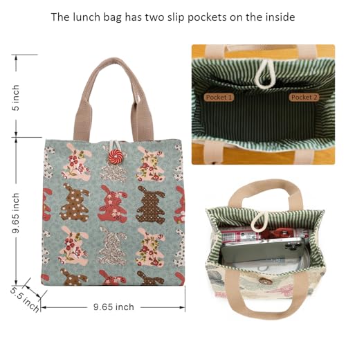 SNDEC Canvas Small Bible Bag for Girls and Women, Cute Mini Preppy Aesthetic Tote, Reusable Grocery Bag for Essentials - color: Green