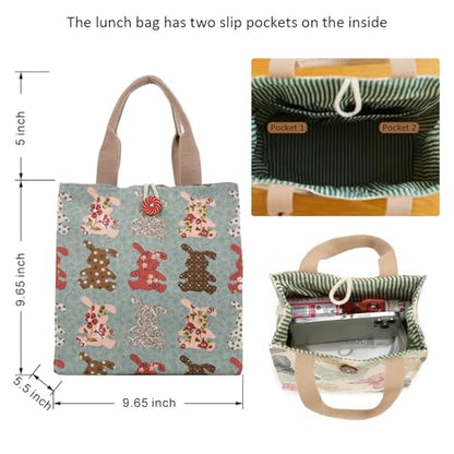 SNDEC Canvas Small Bible Bag for Girls and Women, Cute Mini Preppy Aesthetic Tote, Reusable Grocery Bag for Essentials - color: Green