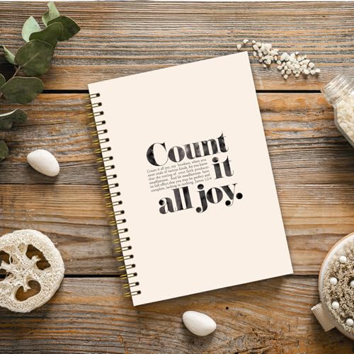 Christian Bible Notebook Journal,Count it All Joy，Christian Gifts for Women Men, Bible Journaling Notebook, Bible Study Supplies, Hardcover Spiral Notebook 5.5x8.3
