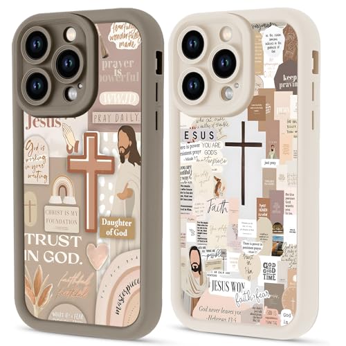 2 Pack Aesthetics Jesus Christian Collage Phone Cases for iPhone 11 Pro Case Cross Designed Shockproof Soft Protective for Women Men Cover Funda for iPhone 11 Pro 5.8 Inch - color: Jesus, size: for iPhone 11 Pro