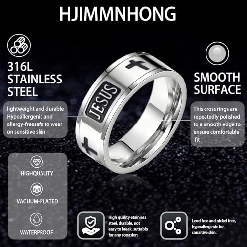Retro Minimalist Cross Ring 8mm Stainless Steel Black Oxidation Corrosion Ring Anti Tarnish Classic Band Ring Fashion Jewelry for Men Women,Size Available - style: Dual line