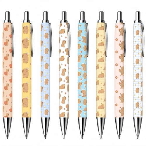 8PC Capybara Pens Cute Writing Pen Bulk Gift Set Party Favors Kawaii Stationery Animal Theme Desk Accessories Journal Planner Office School Supplies Appreciation Gifts for Women Students Adults - style: Capybara