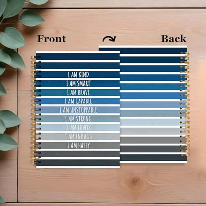 SAFDSGFDB Inspirational Navy Blue Notebook Journal 5.5x8.3, Positive Affirmations Gifts for Boys, Motivational Quote Spiral Hardcover Journal Notebook for Work Study Office Note Taking - color: Stripe flower