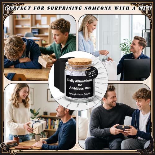 Lunmon Daily Affirmations Jar for Ambitious Men 96 Motivational Quotes - style: Man Affirmation