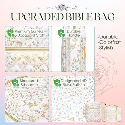 Large Quilted Bible Cover Case: Back to School Gifts for Women Girls