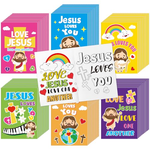 Dvbonike 72Pcs Jesus Loves You Coloring Books Religious DIY Color-in Pages - color: C-Jesus Loves You (72Pcs)